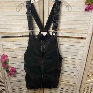 Black Denim Overall Mini-Skirt Dress